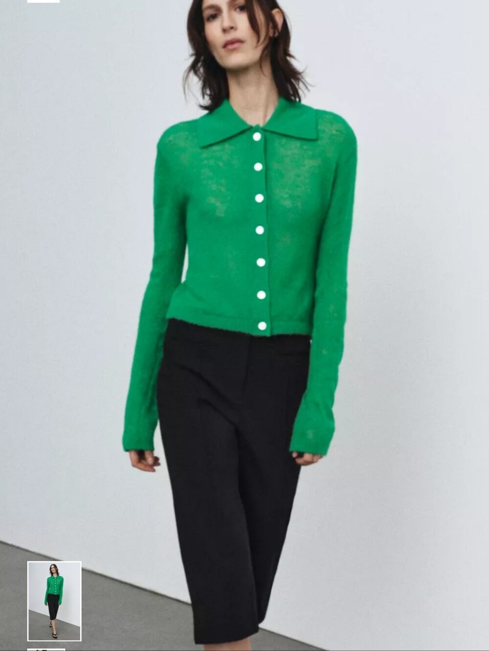 Zara Emerald Green Lightweight Polo-Collar Sweater - Picture 2 of 10